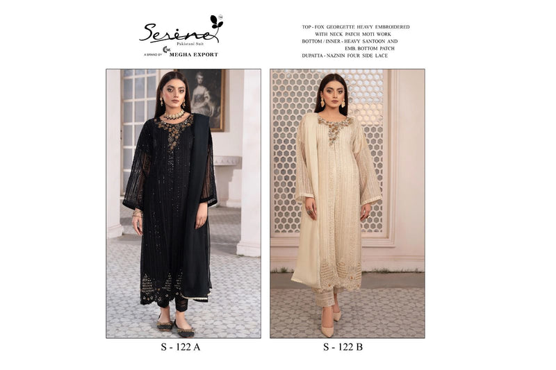 Serine S 122 Ab Fox Georgette Embroidered Salwar Suits