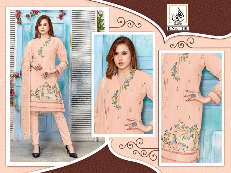 Al Huda Fashion Dno 110 Pure Georgette Embroidered Pret Collection