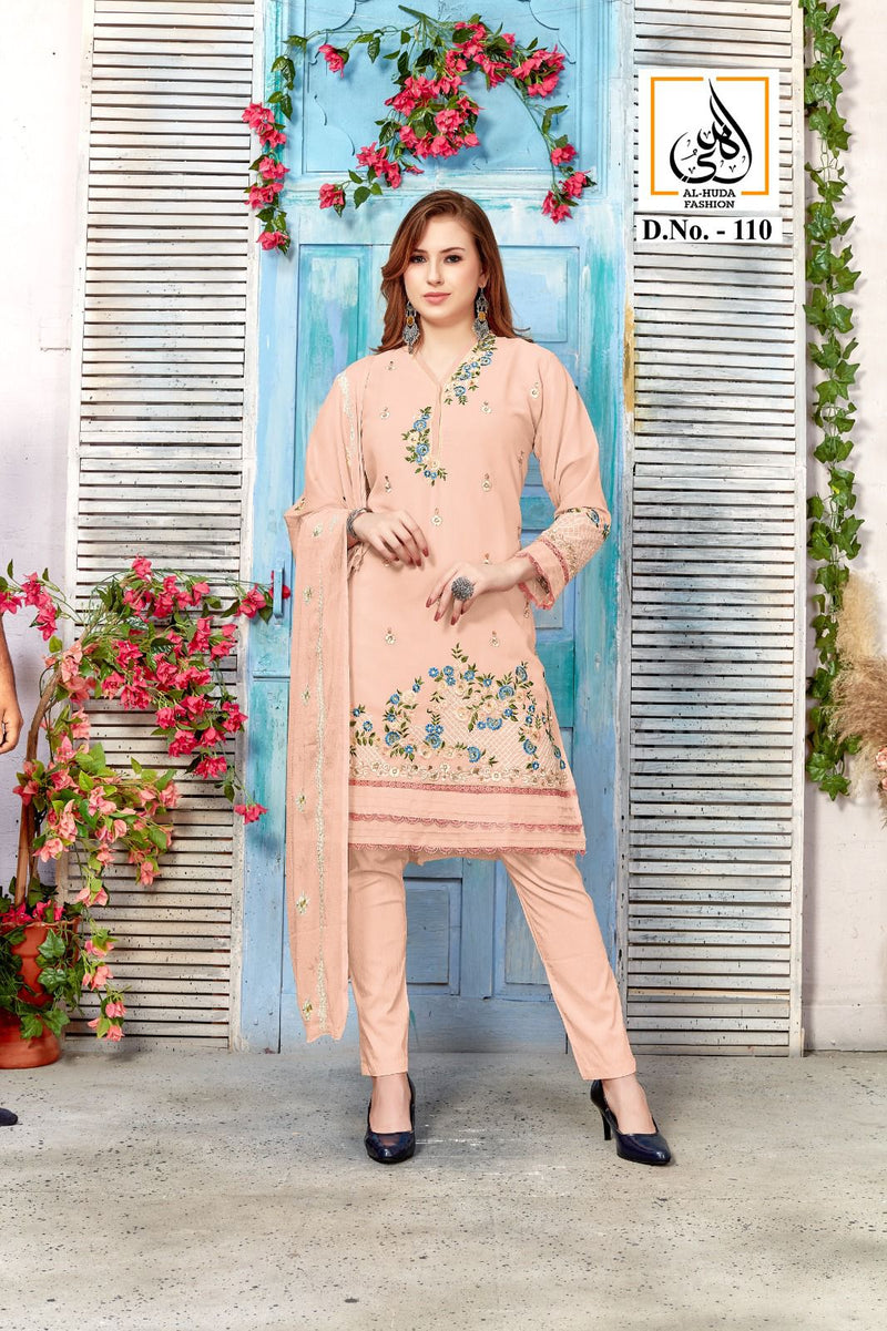 Al Huda Fashion Dno 110 Pure Georgette Embroidered Pret Collection