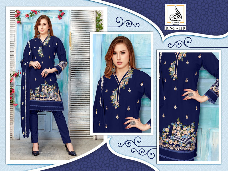 Al Huda Fashion Dno 110 Pure Georgette Embroidered Pret Collection