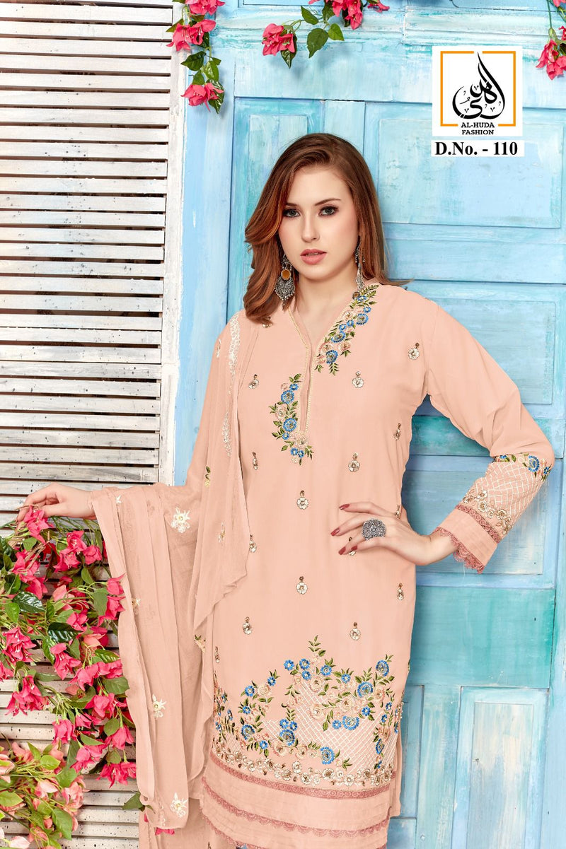 Al Huda Fashion Dno 110 Pure Georgette Embroidered Pret Collection