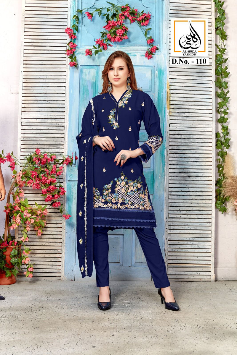 Al Huda Fashion Dno 110 Pure Georgette Embroidered Pret Collection