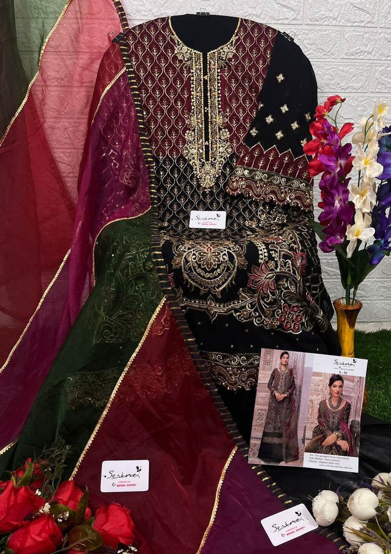 Serine S 92 Fox Georgette Embroidered Salwar Suits