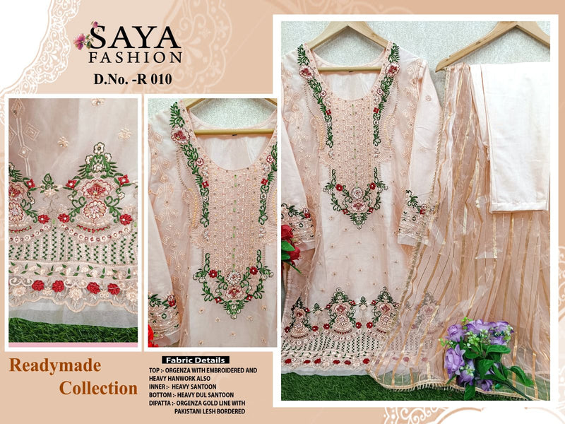 Saya Fashion Dno R 010 Organza Embroidered Pret Collection