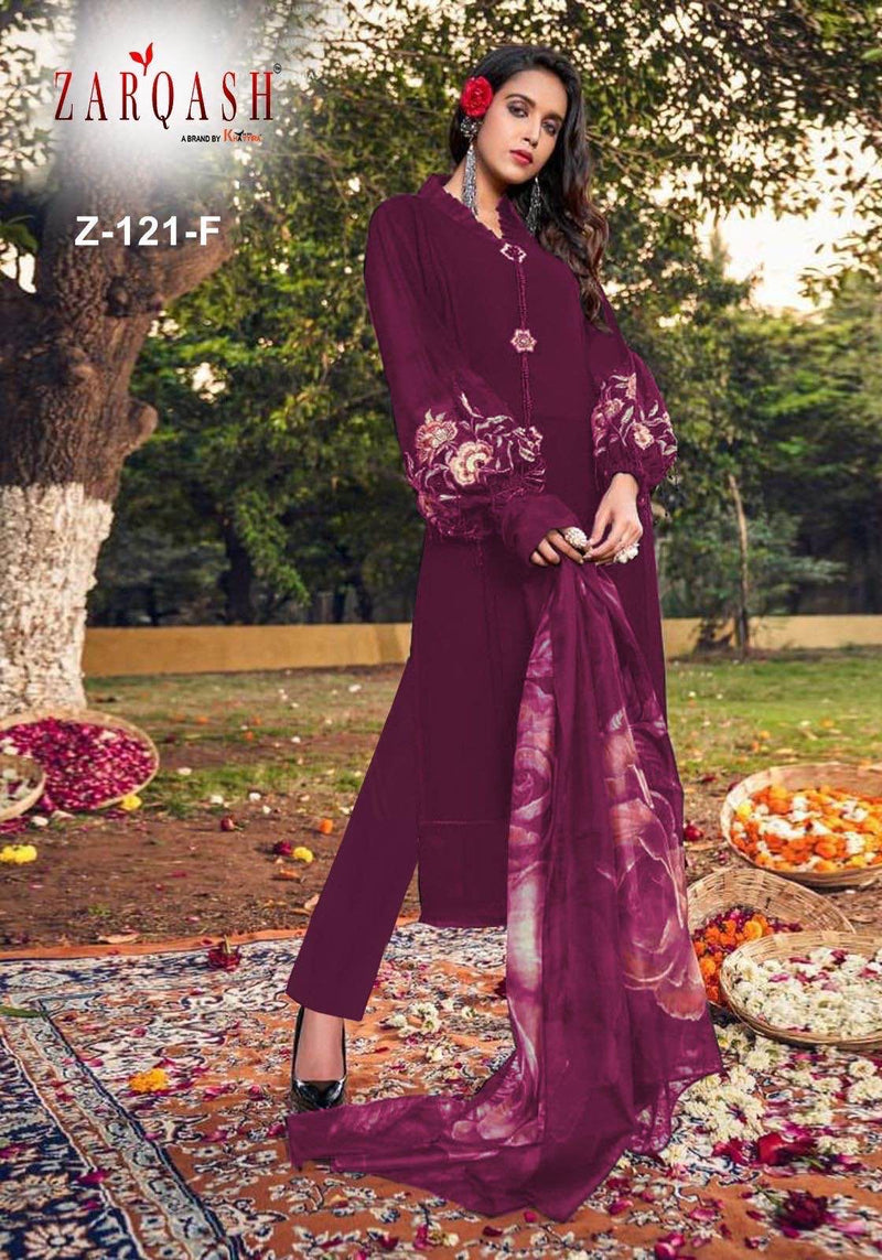 Zarqash Z 121 Fox Georgette Embroidered Pret Collection