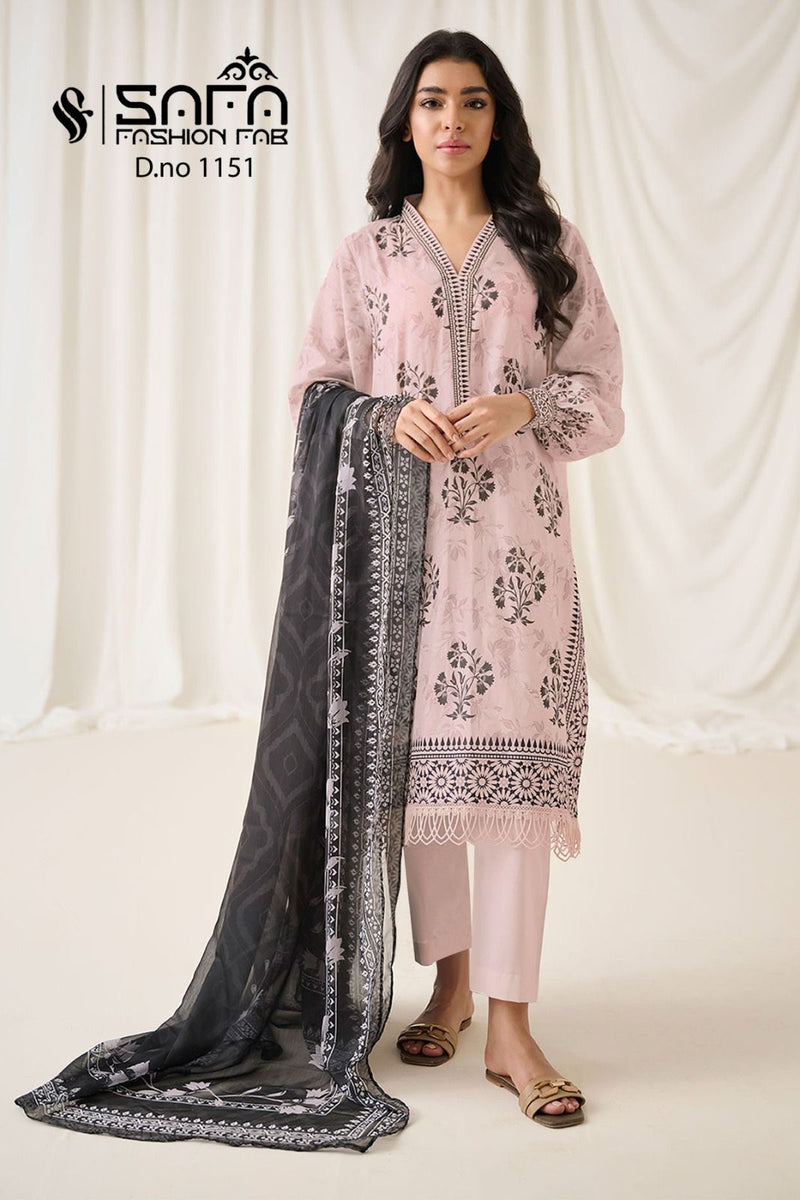 Safa Fashion Fab Dno 1151 Muslin Embroidered Pret Collection