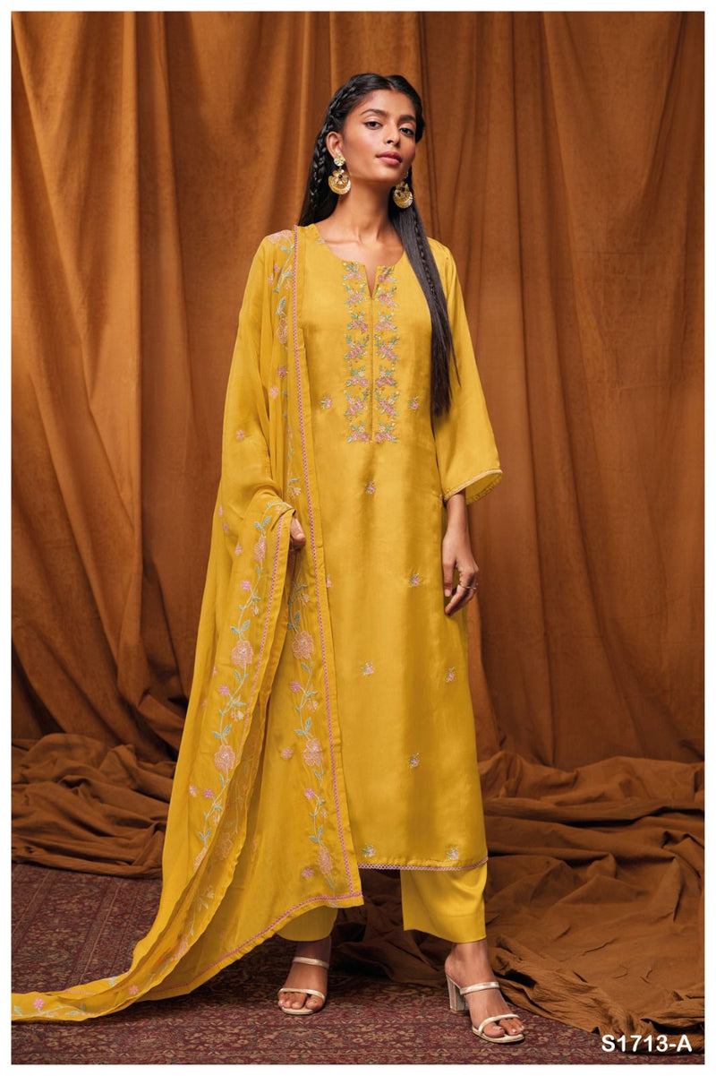Ganga Yahvi 1713 Bemberg Silk Embroidery Salwar Suits