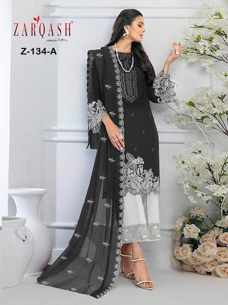 Zarqash Z 134 Georgette Beautiful Embroidery Designer Ready Made Suits