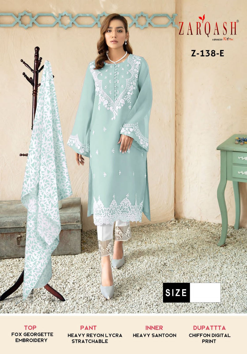 Zarqash Z 138 Georgette Fancy Embroidery Designer Ready Made Suits