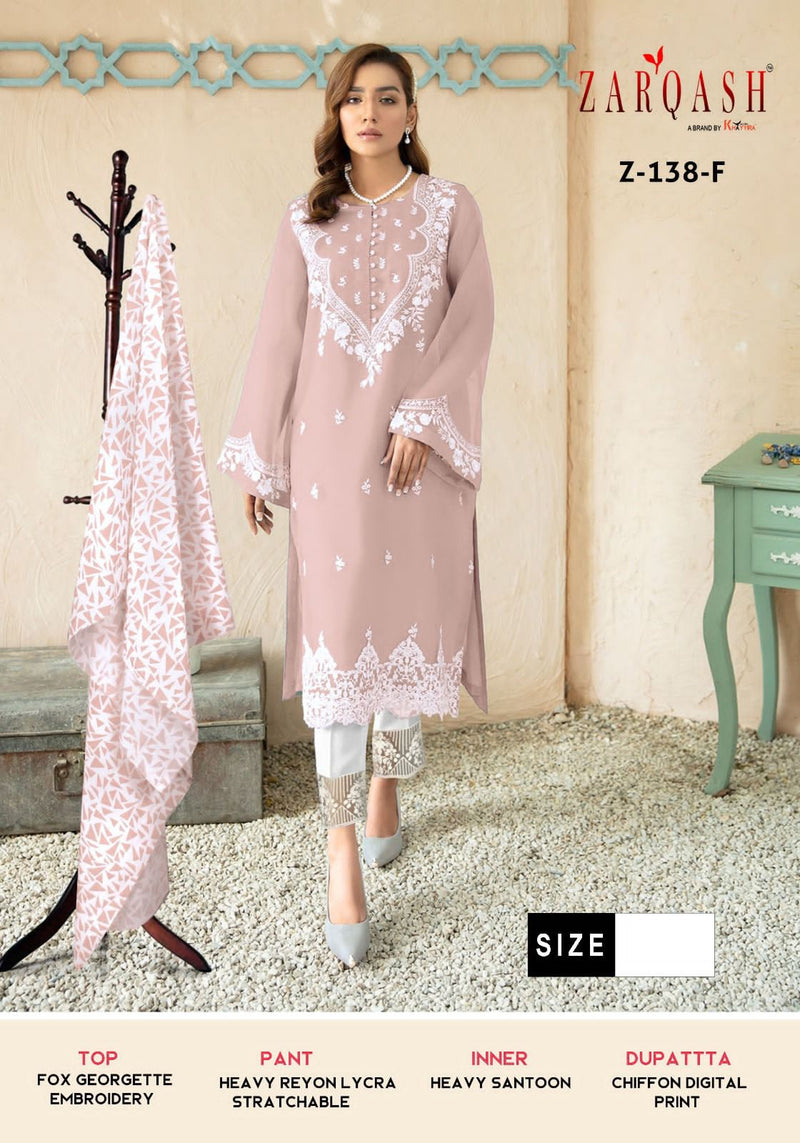 Zarqash Z 138 Georgette Fancy Embroidery Designer Ready Made Suits