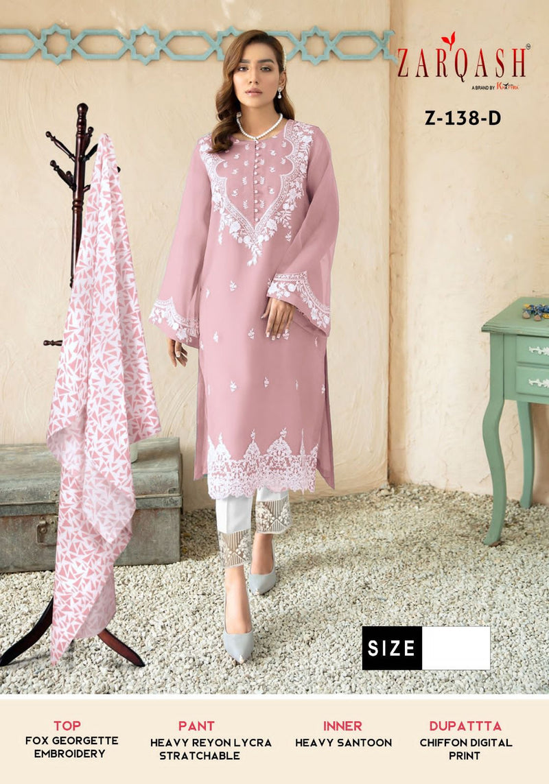 Zarqash Z 138 Georgette Fancy Embroidery Designer Ready Made Suits