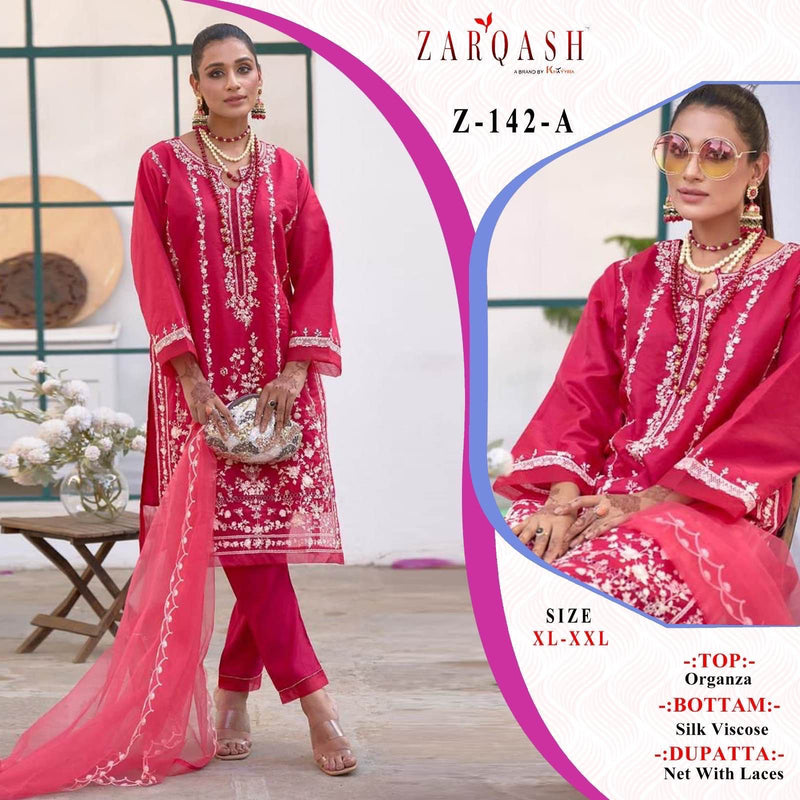 Zarqash Z 142 Georgette Heavy Embroidered Ready Made Pakistani Suits