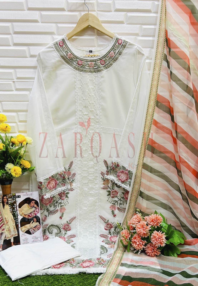Zarqash Z 146 Georgette With Heavy Embroidery Designer Ready Made Suits