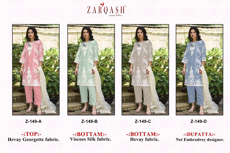 Zarqash Z 149 Georgette Beautiful Embroidery Designer Ready Made Suits