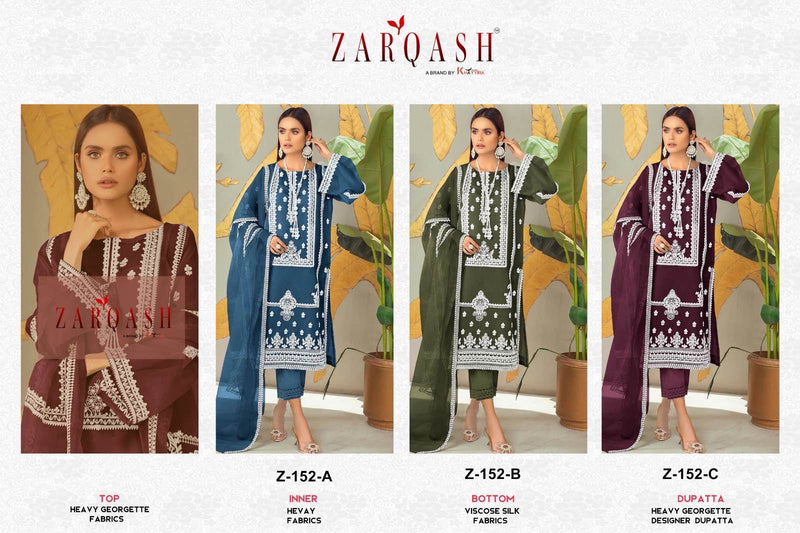 Zarqash Z 152 Georgette Fancy Designer Pakistani Kurti Pant & Dupatta Collection