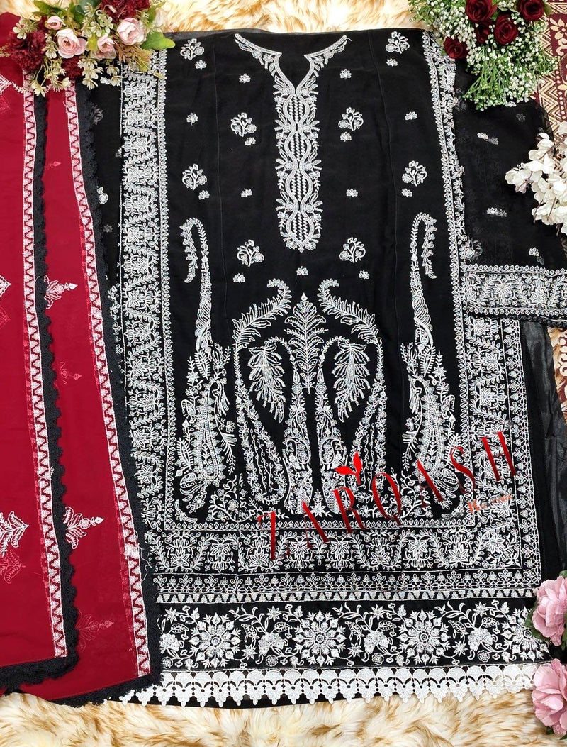 Zarqash Z 3062 Fox Georgette Embroidery Designer Pakistani Suits