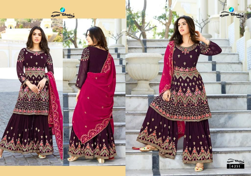 Your Choice Zaiyra Plus Blooming Georgette Heavy Designer Ready Made Sharara Suits