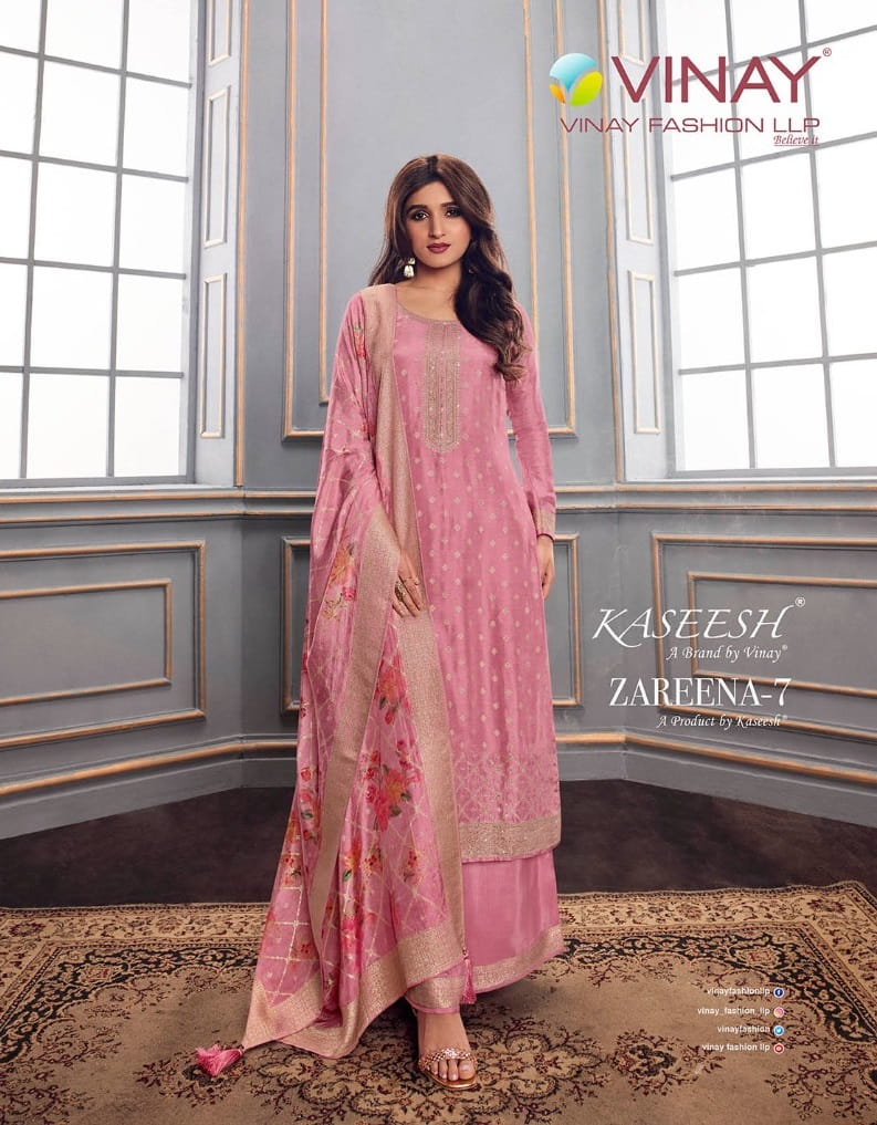 Vinay Fashion Kasheesh Zareena Vol 7 Hit List Jacquard Heavy Embroidery Work Fancy Partywear Salwar Kameez