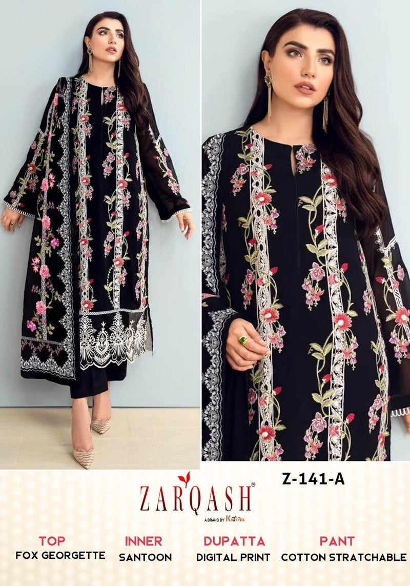 Zarqash D No Z 141 Georgette Heavy Embroidery Designer Pakistani Suits