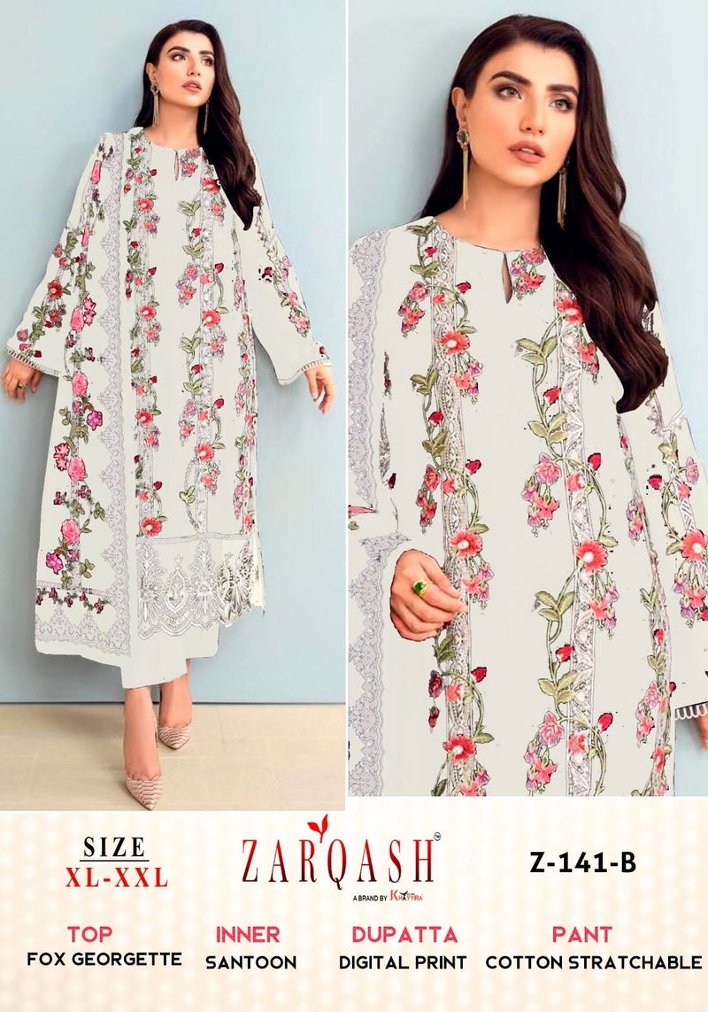 Zarqash D No Z 141 Georgette Heavy Embroidery Designer Pakistani Suits