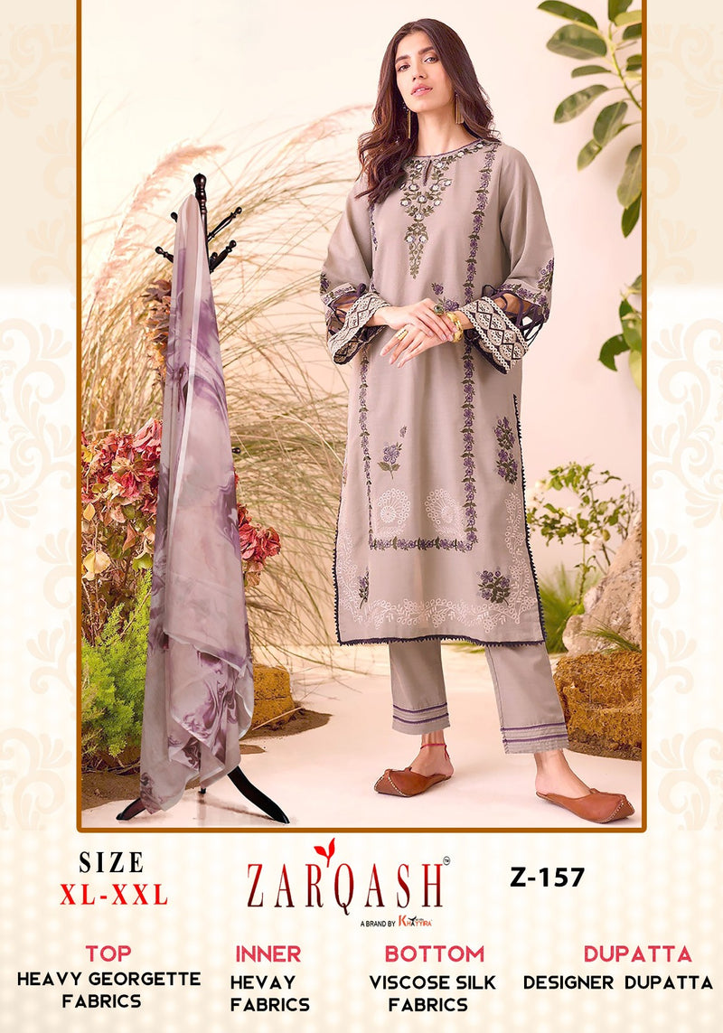 Zarqash Z 157 Fox Georgette Embroidery With Handwork Designer Kurti