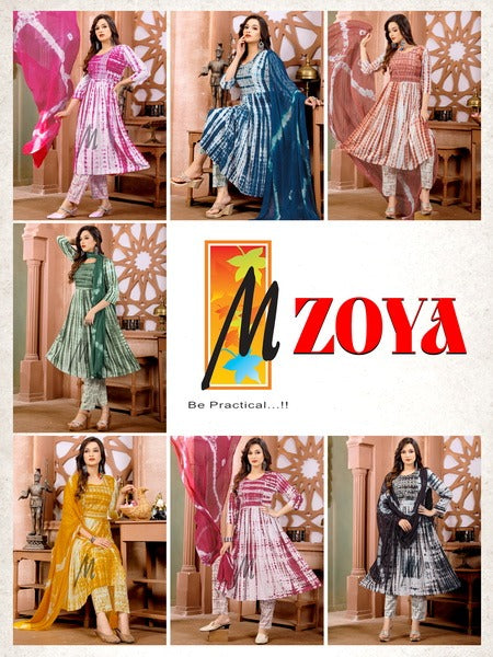 Master Zoya Rayon Tie Dye Print With Sequence Work Naira Style Kurti