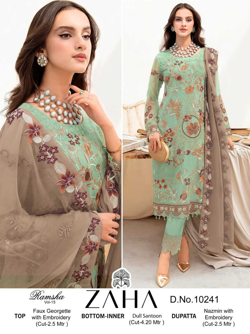 Zaha Ramsha Vol 15 Georgette Heavy Embroidered Work Pakistani Suit