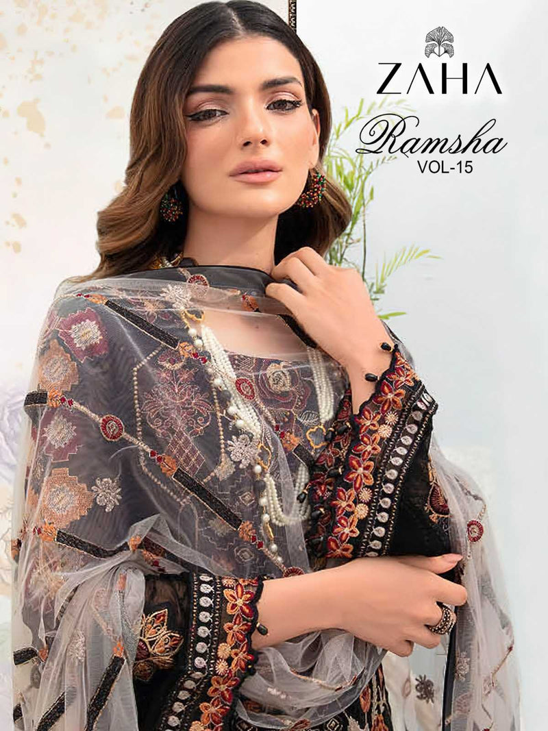 Zaha Ramsha Vol 15 Georgette Heavy Embroidered Work Pakistani Suit