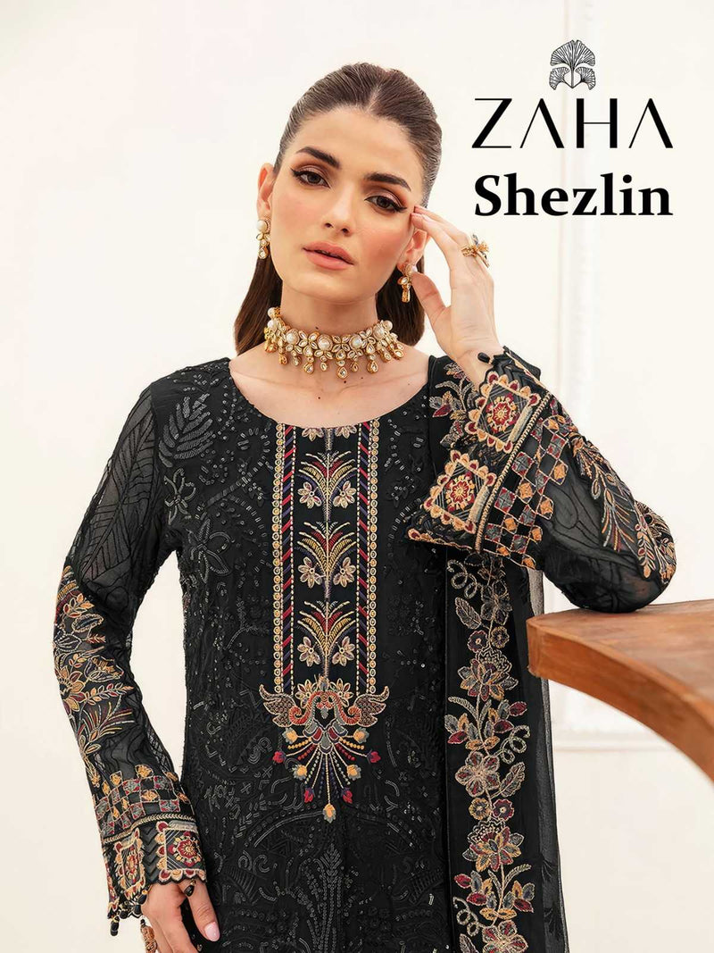 Zaha Shezlin 10247 Heavy Georgette With Embroidery Work Fancy Salwar Kameez