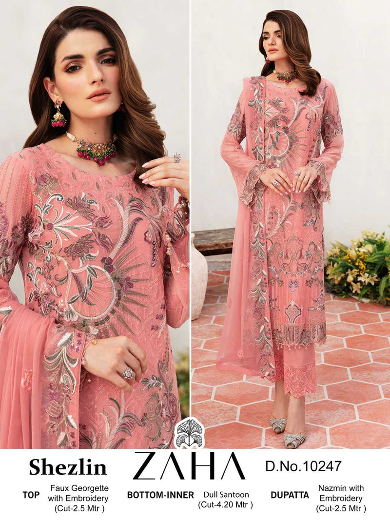 Zaha Shezlin 10247 Heavy Georgette With Embroidery Work Fancy Salwar Kameez