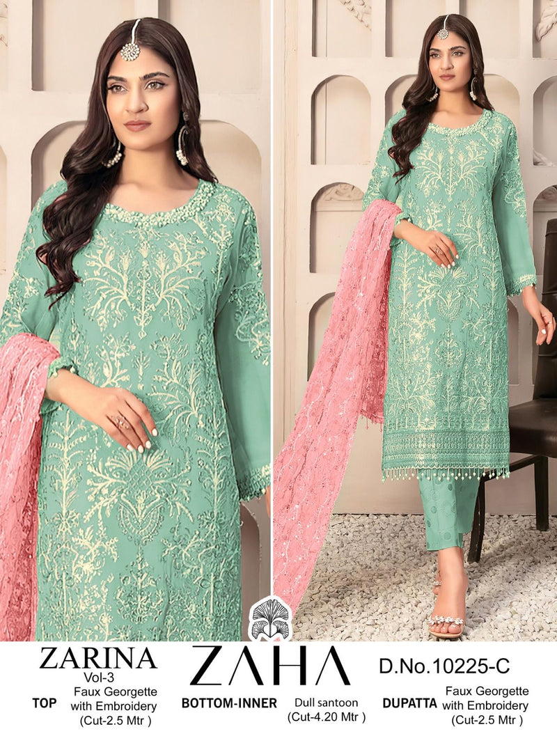 Zaha Zarina Vol 3 Georgette Heavy Embroidered Work Partywear Salwar Suits