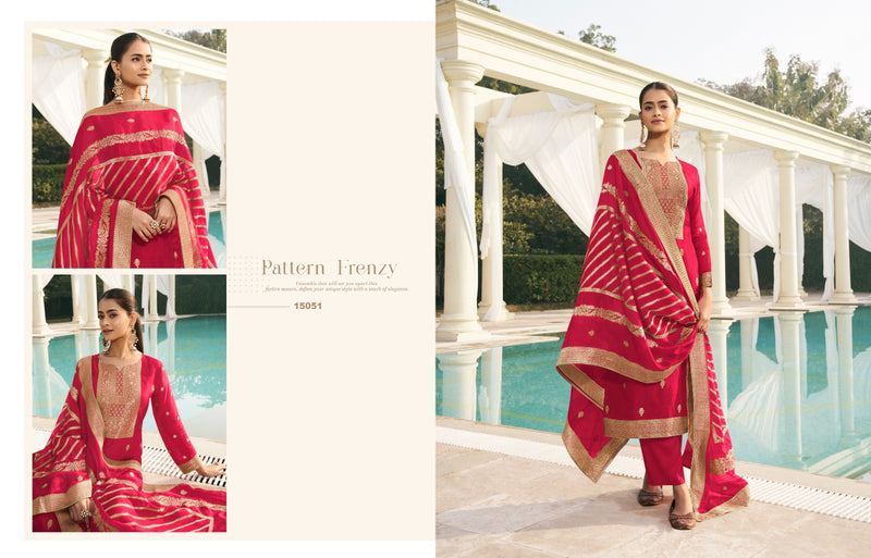 Zisa Fashion Olive Vol 2 Pure Taby Silk Weaving Jacquard Work Salwar Suit