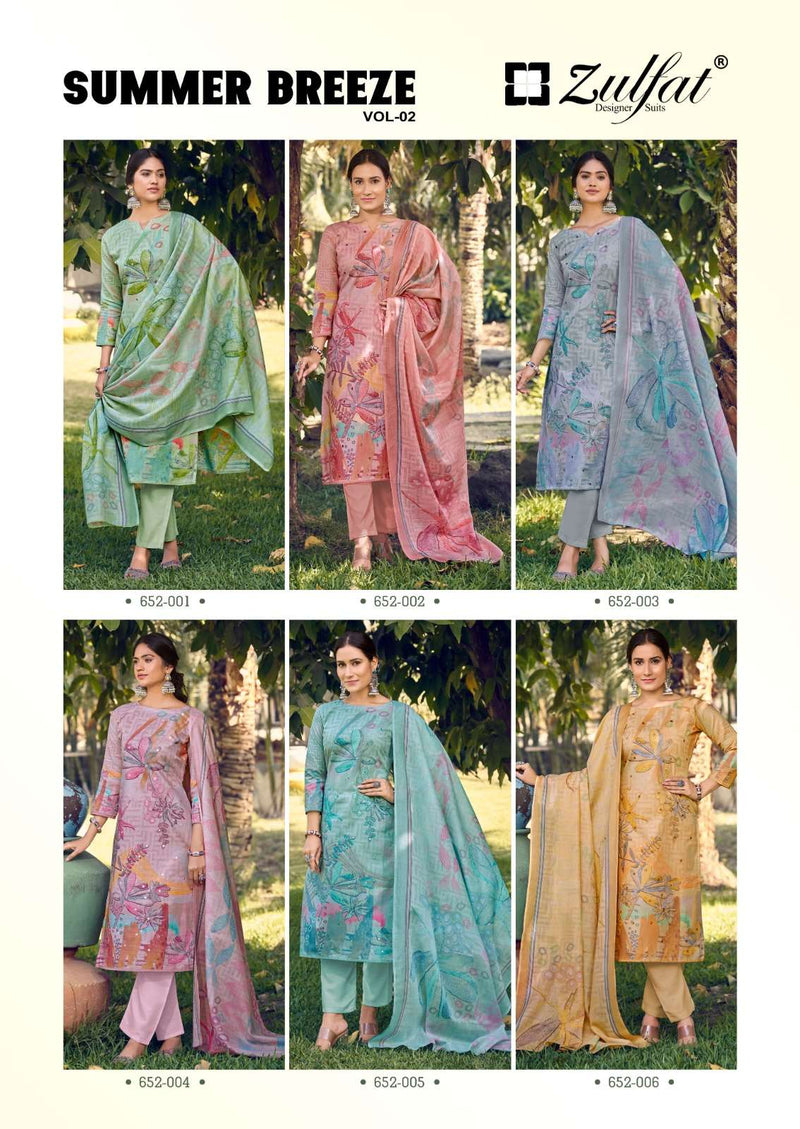 Zulfat Designer Suits Summer Breeze Vol 2 Pure Cotton Handwork Salwar Suit