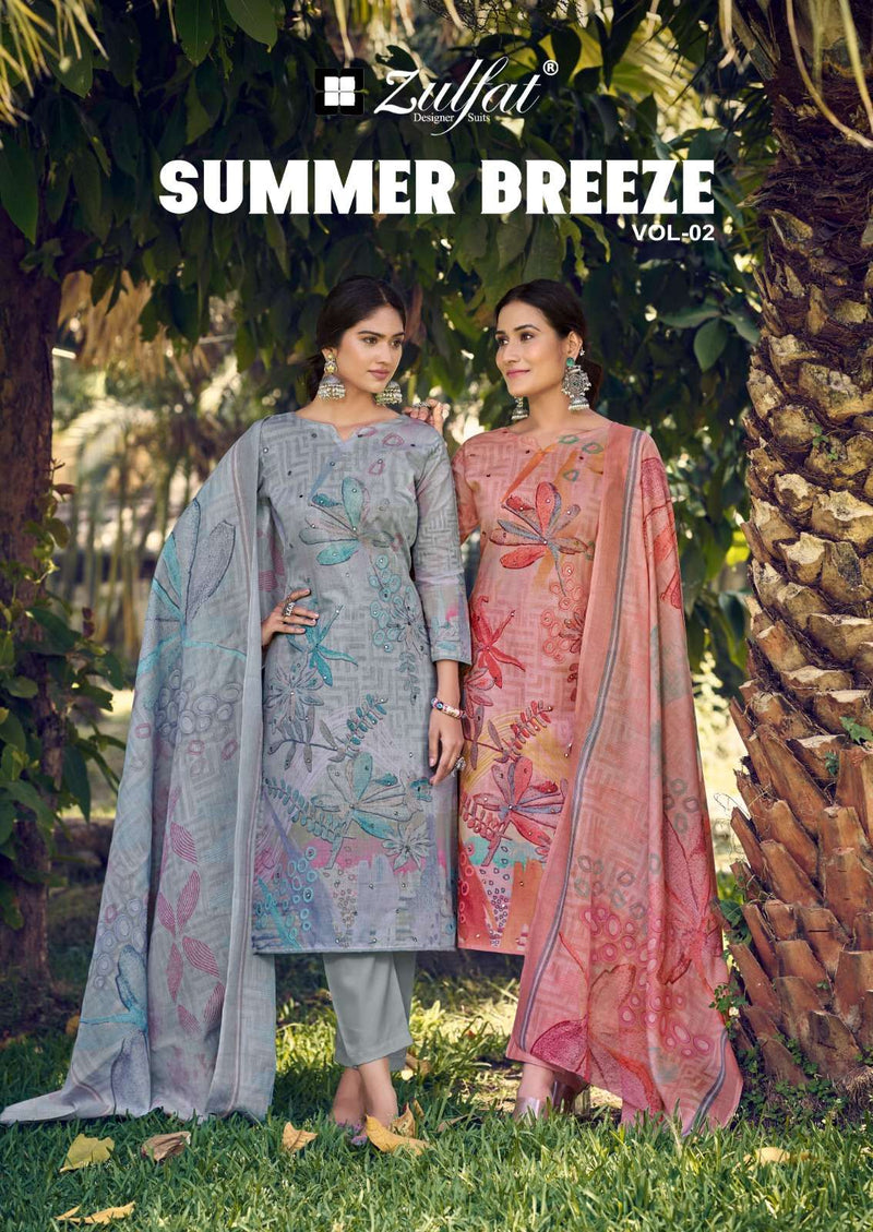 Zulfat Designer Suits Summer Breeze Vol 2 Pure Cotton Handwork Salwar Suit
