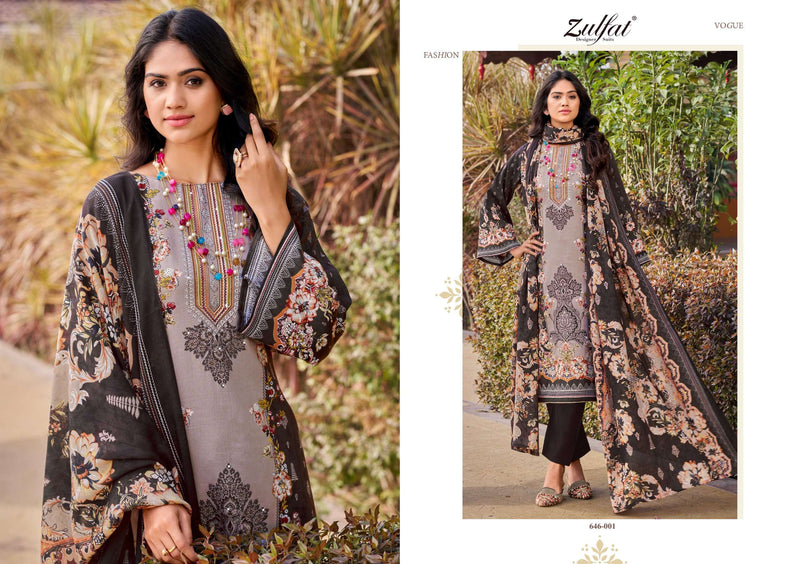 Zulfat Designer Studio Raabta Vol 6 Pure Jam Cotton Handwork Salwar Kameez
