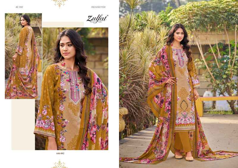 Zulfat Designer Studio Raabta Vol 6 Pure Jam Cotton Handwork Salwar Kameez