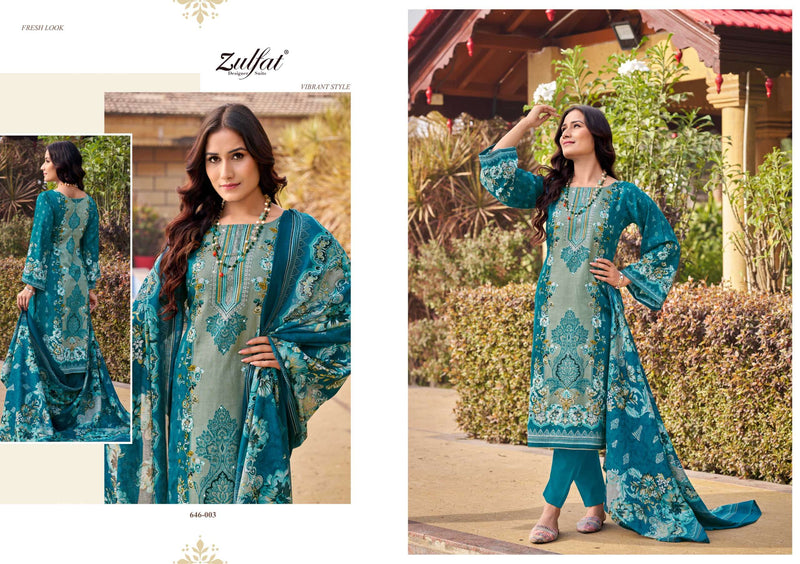 Zulfat Designer Studio Raabta Vol 6 Pure Jam Cotton Handwork Salwar Kameez