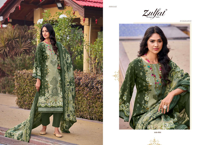 Zulfat Designer Studio Raabta Vol 6 Pure Jam Cotton Handwork Salwar Kameez
