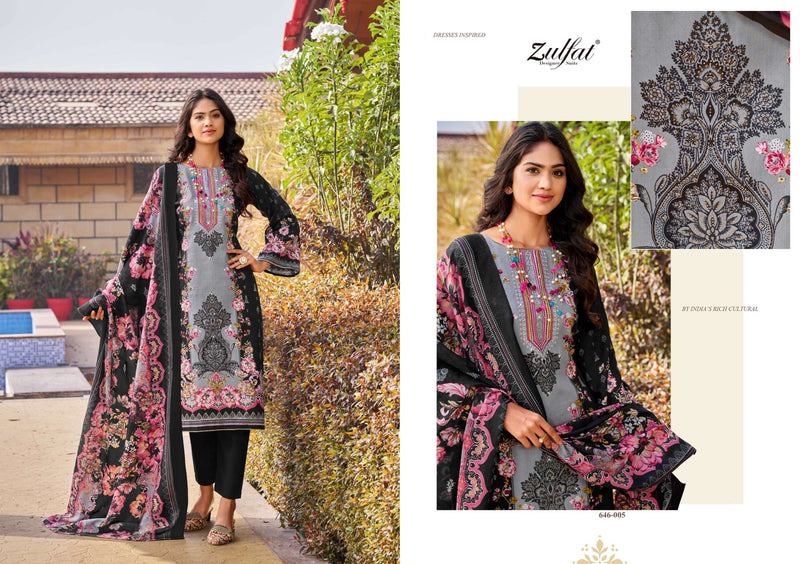 Zulfat Designer Studio Raabta Vol 6 Pure Jam Cotton Handwork Salwar Kameez