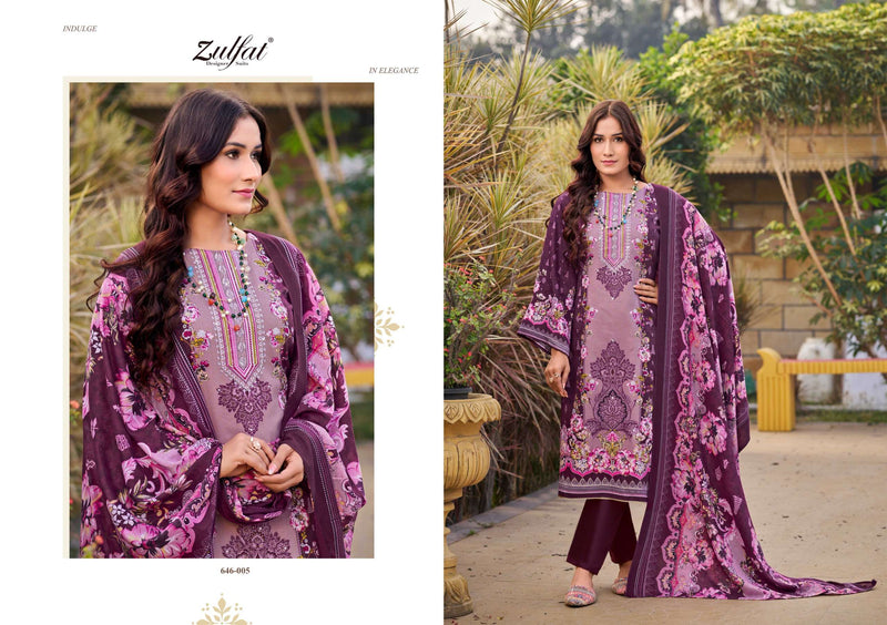 Zulfat Designer Studio Raabta Vol 6 Pure Jam Cotton Handwork Salwar Kameez