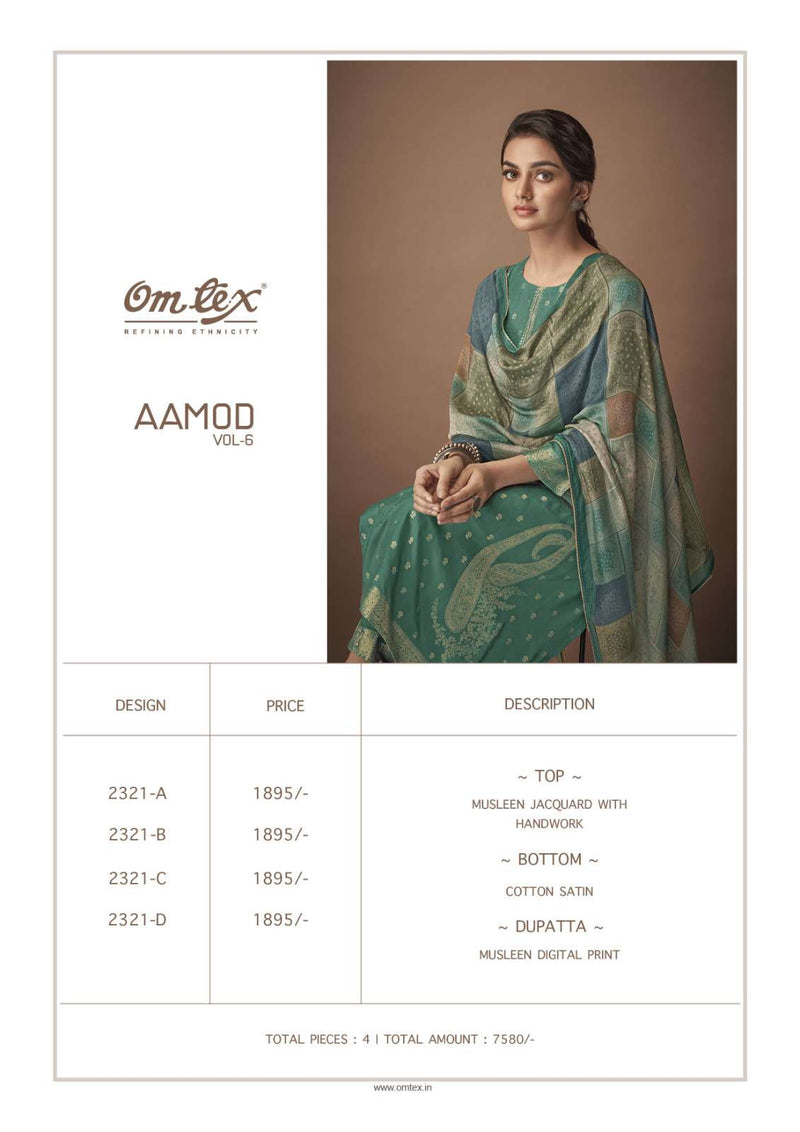 Aamod Vol 6 By Omtex Festive Wear Salwar Kameez With Digital Print Dupatta Collection