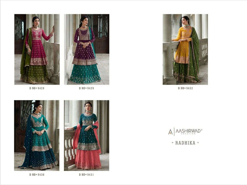Aashirwad Creation Radhika Georgette With Heavy Work Kurti With Skirt Collection