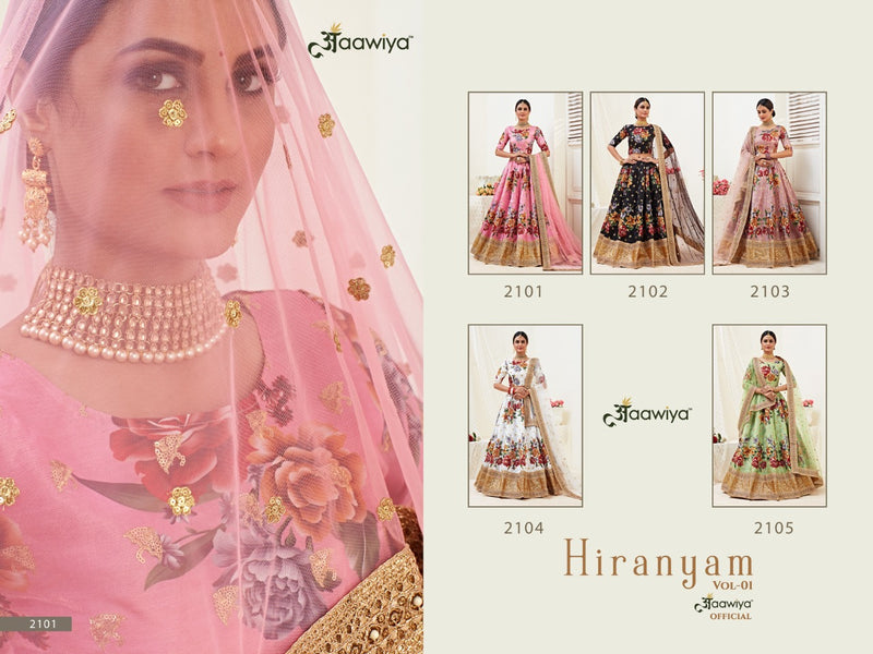 Aawiya Offical Hiranyam Vol 1 Banglori Silk Satin Fancy Look Lehnga Choli With Dupatta