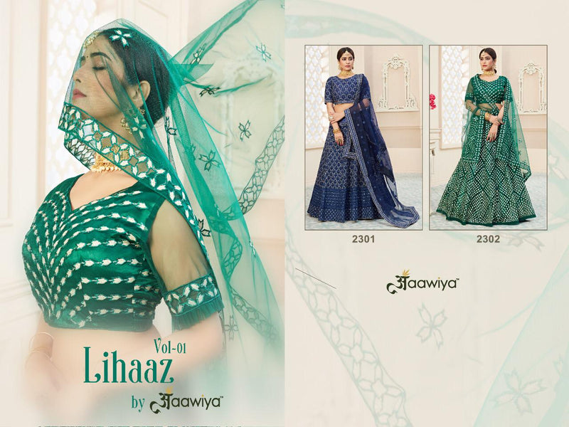 Aawiya Official Lihaaz Vol 1 Heavy Net Designer Lehngha Choli With Dupatta