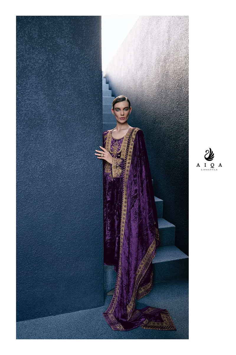 Aiqa Lifestyle Edinburgh Velvet Neck Work Pakistani Salwar Suits