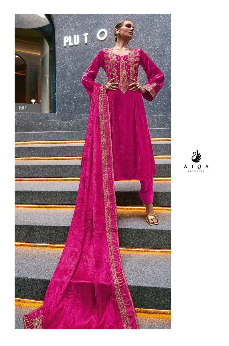 Aiqa Lifestyle Edinburgh Velvet Neck Work Pakistani Salwar Suits