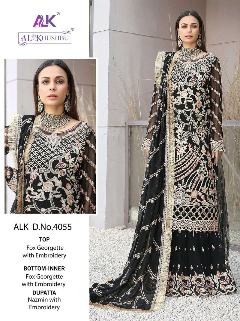 Al Khushbu Alk 4055 Georgette With Heavy Embroidery Designer Pakistani Suits