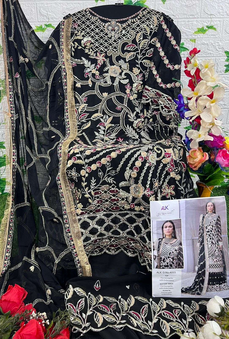 Al Khushbu Alk 4055 Georgette With Heavy Embroidery Designer Pakistani Suits