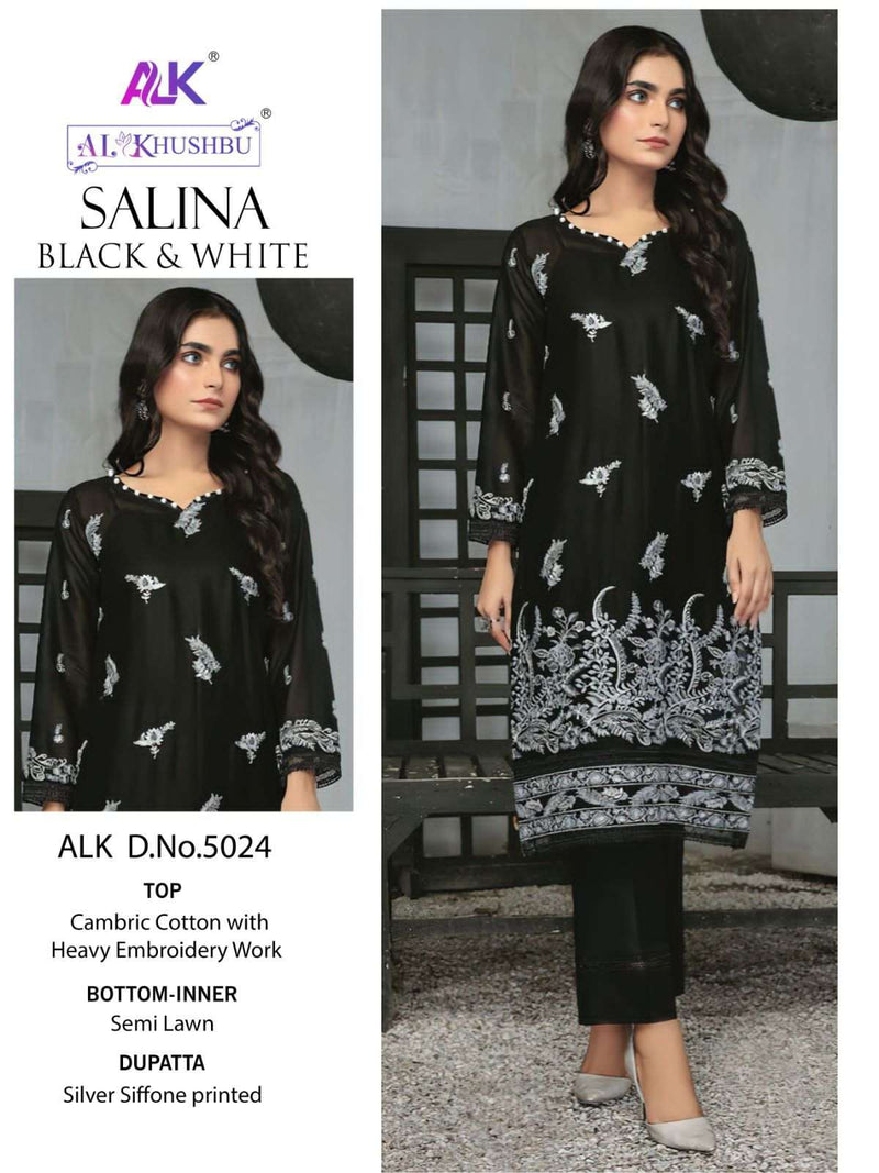 Al Khushbu Salina Black & White Designer Work Pakistani Salwar Kameez