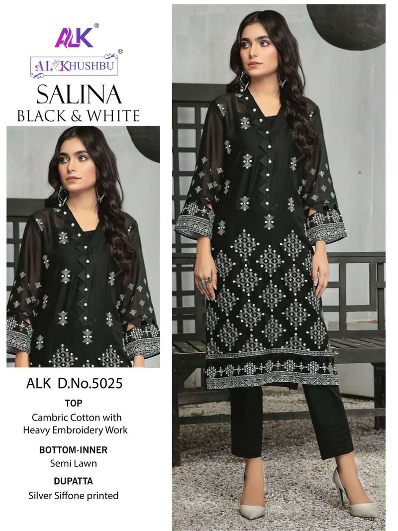 Al Khushbu Salina Black & White Designer Work Pakistani Salwar Kameez